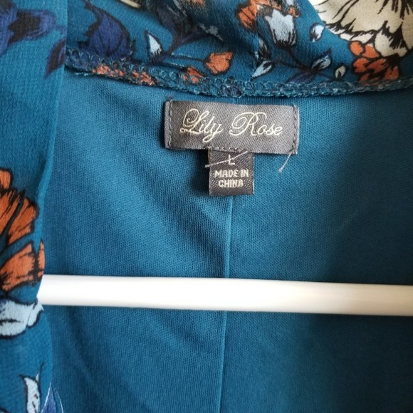 Lily Rose Teal and Rust 3/4 sleeve Dress L - Picture 3 of 5